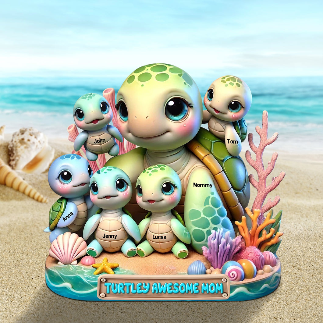 Mommy's Love: Turtley Awesome Mom Plaque - Personalized Gift for Mothers, Grandmothers & Special Women Shaped Plaques PopCulturePrints