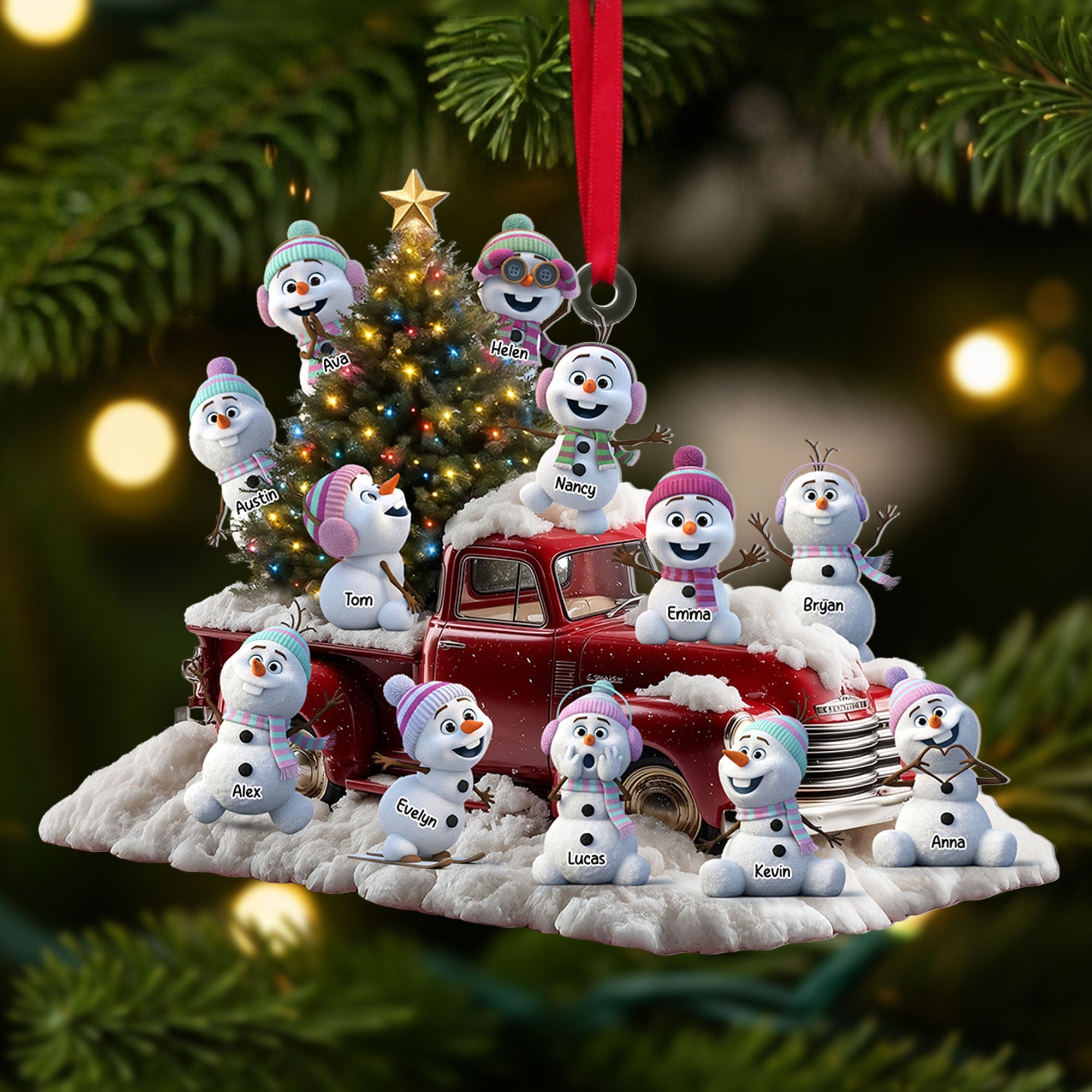 “Celebrate Family Traditions” - Snowman Family Ornament - Personalized Gifts for Family Ornament PopCulturePrints