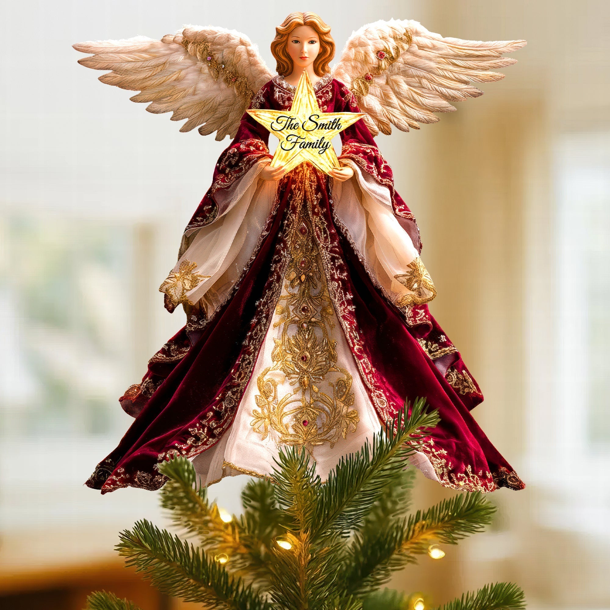 Personalized Guardian Angel Christmas Tree Topper - A Meaningful Gift for Families Ornament PopCulturePrints