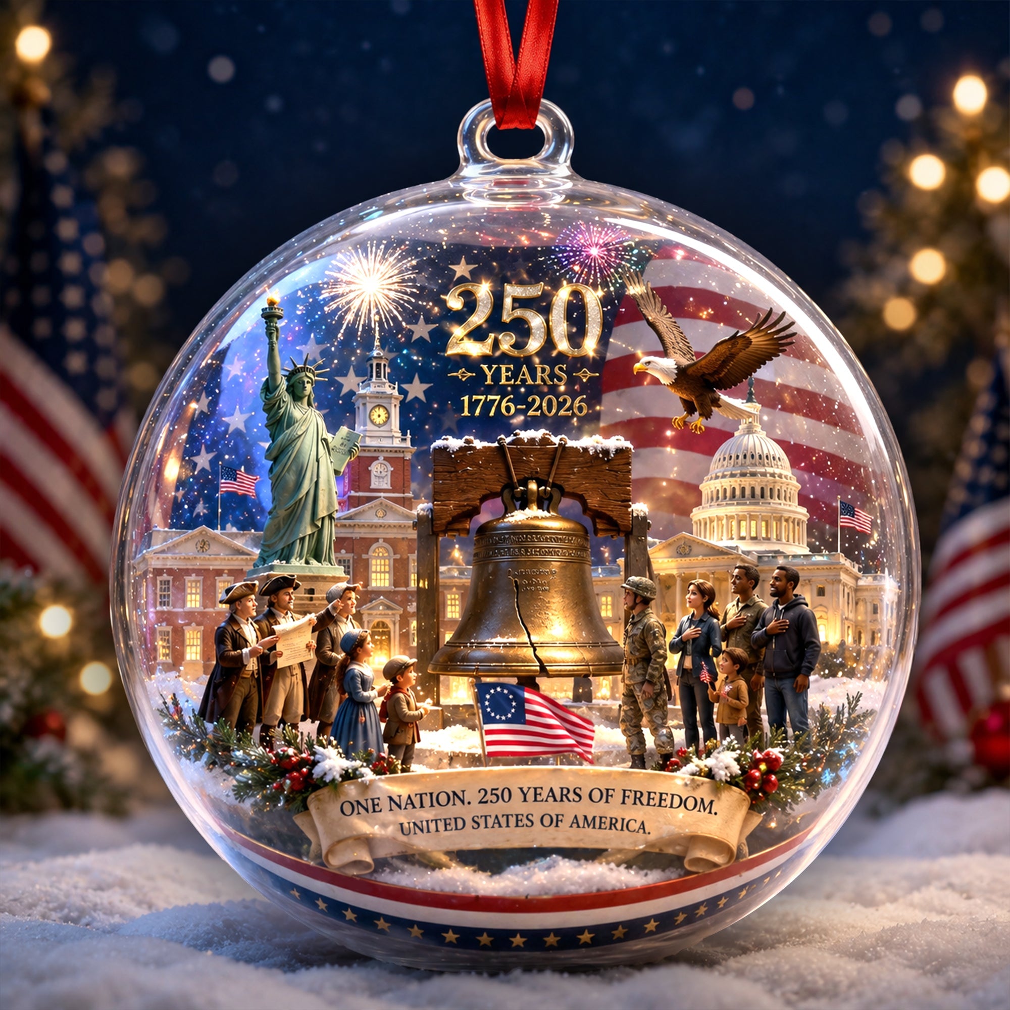 Celebrate Freedom with Our Glory Year Acrylic Christmas Ornament - Personalized Gifts for Patriots