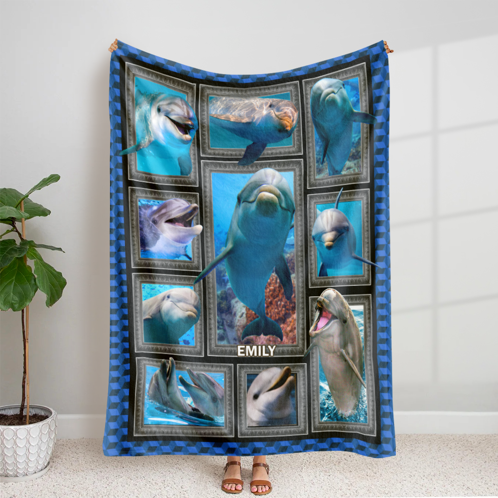 Personalized Dolphin Lover Blanket - Perfect Gift for Ocean Enthusiasts Blanket PopCulturePrints