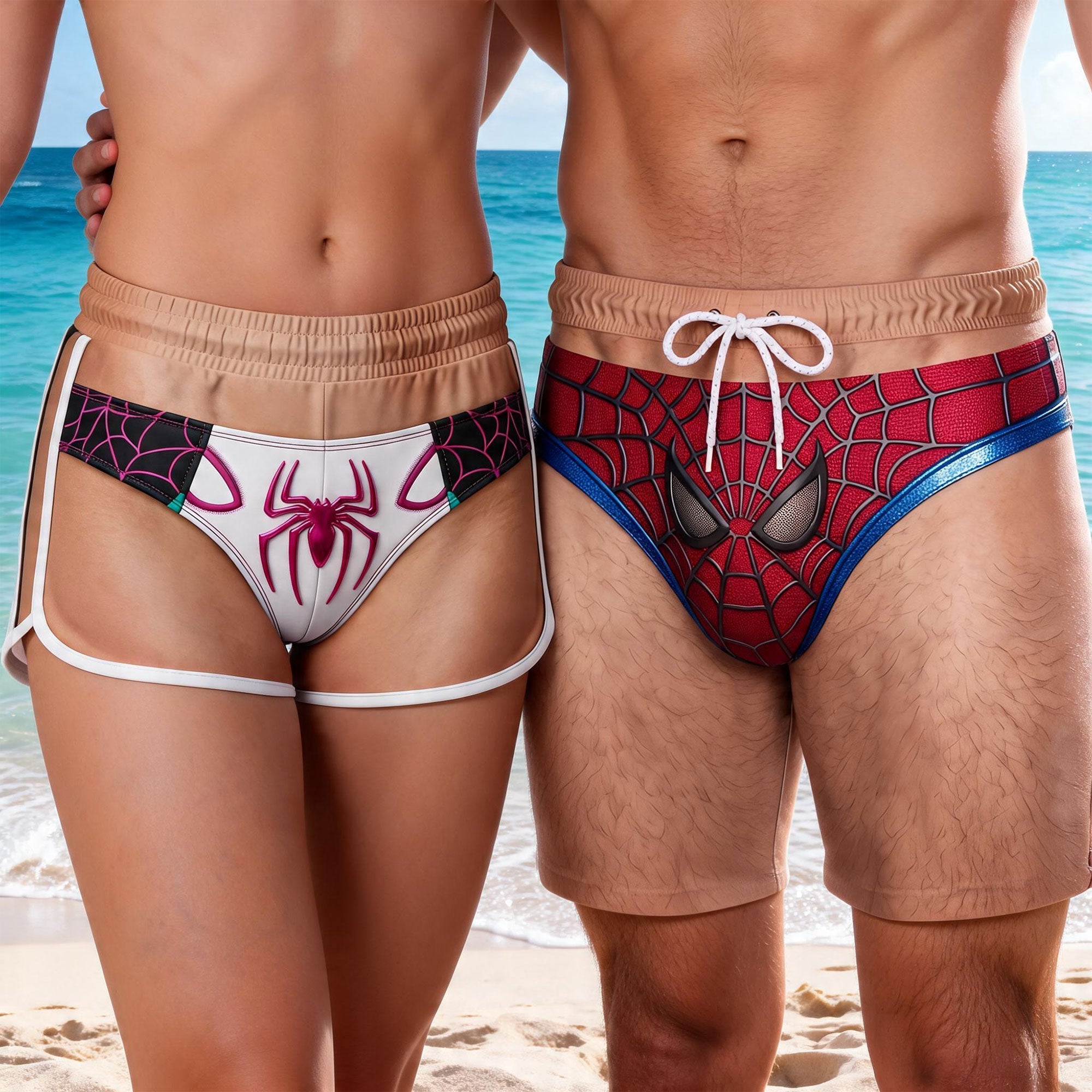 Unleash Your Superhero Spirit - Chaos Couple Beach Shorts Set - Personalized Gift for Couples