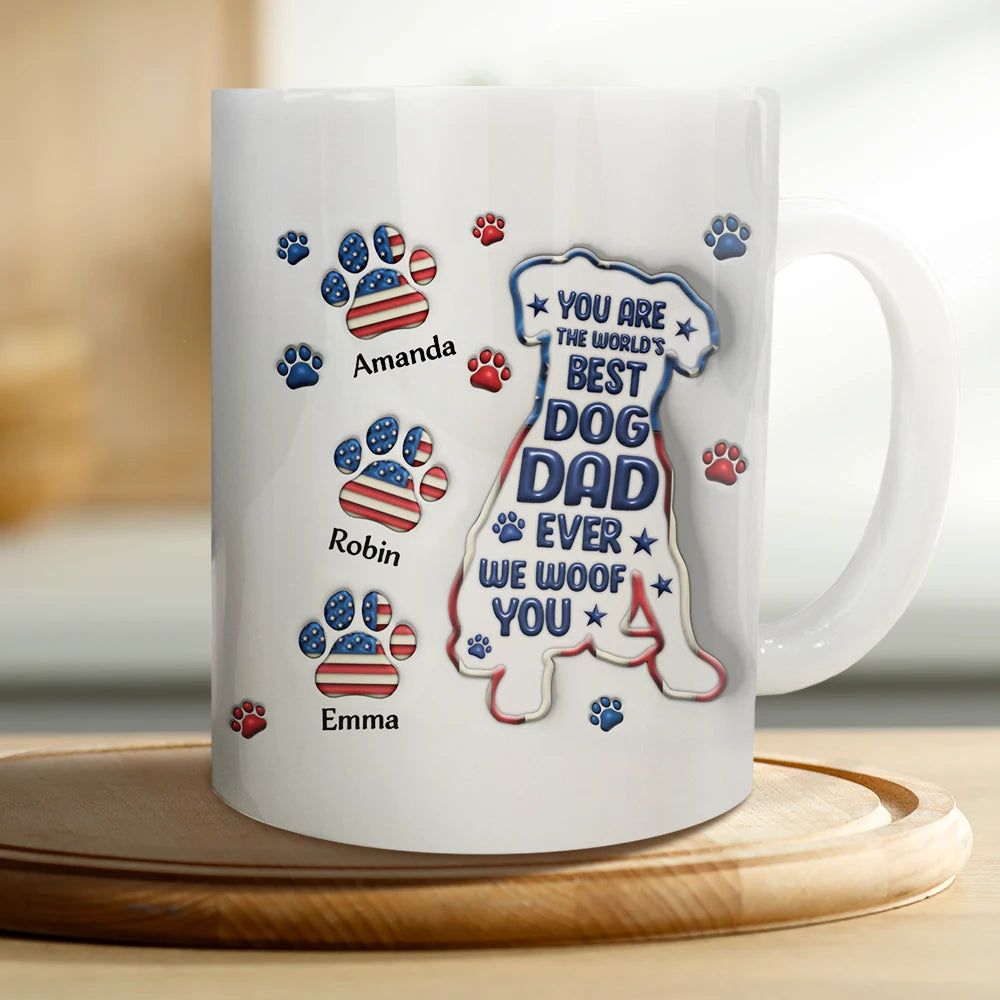 Happy Father's Day To A Pawsome Dad - Personalized 3D Inflated Effect Mug Mug PopCulturePrints