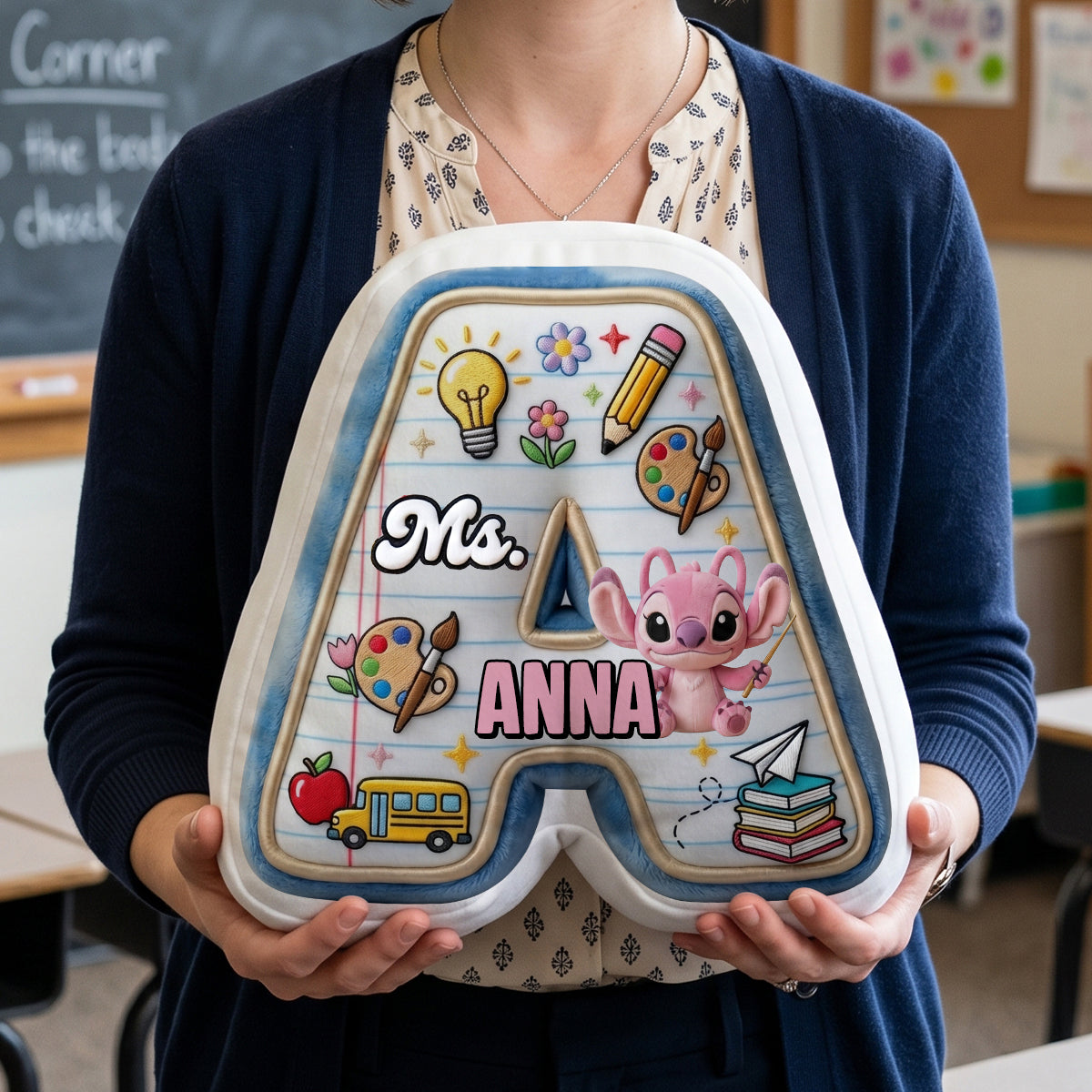 Celebrate Teaching with Heart - Classroom Letter Custom Pillow - Personalized Gifts for Teachers