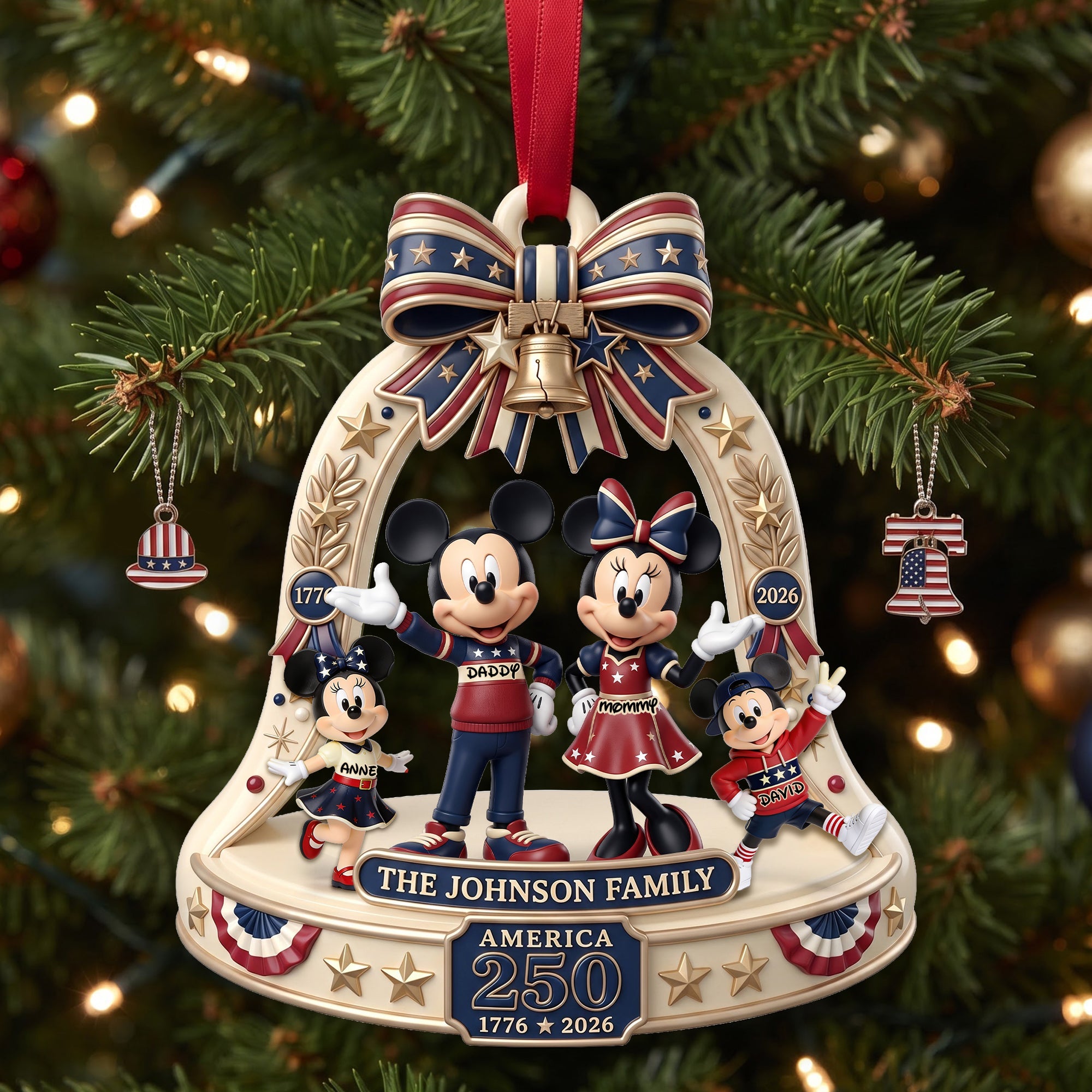 Celebrate Your Family's Legacy - Proud Patriot Family Acrylic Ornament - Personalized Christmas Gift