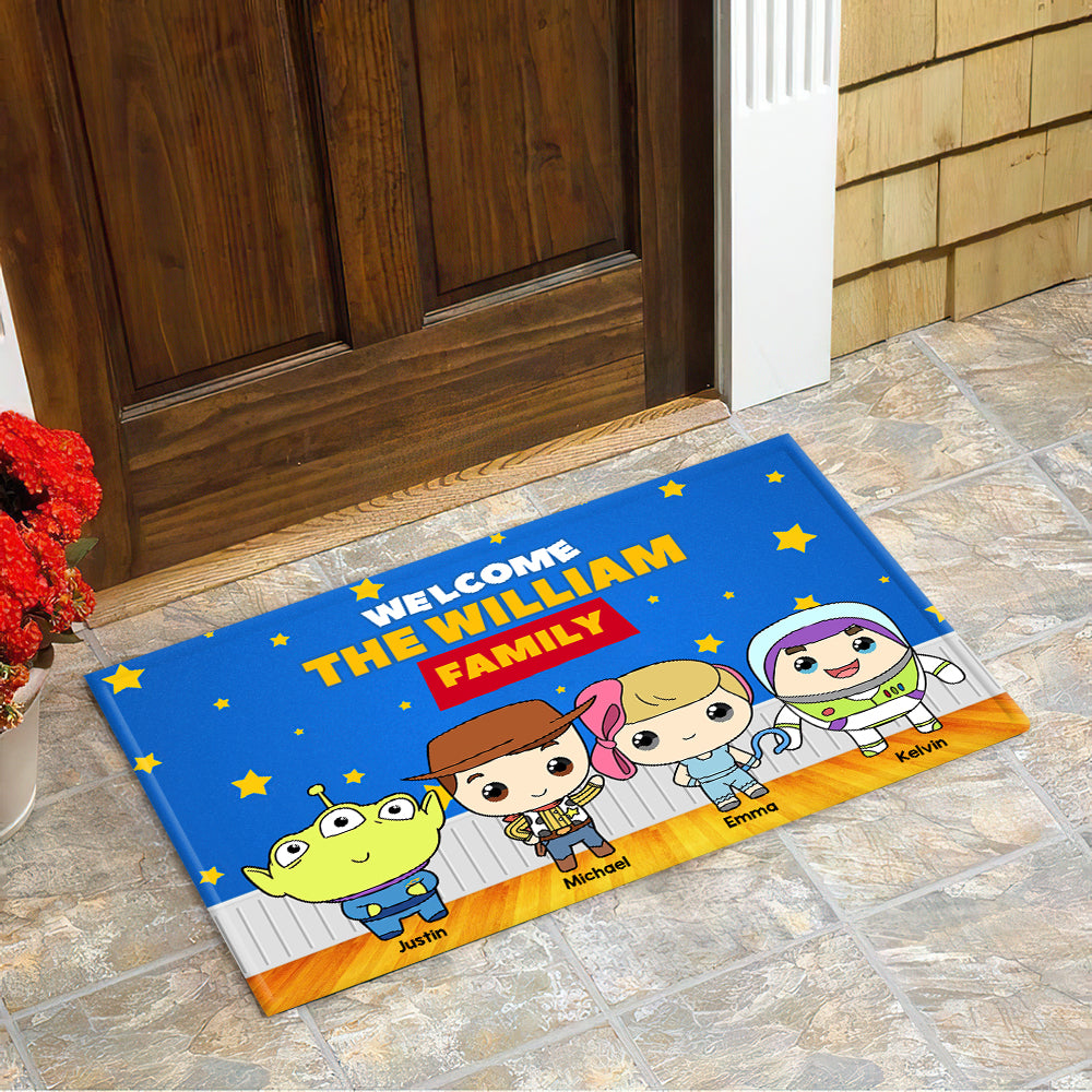 Welcome to Our Family Personalized Cartoon Doormat Doormat PopCulturePrints