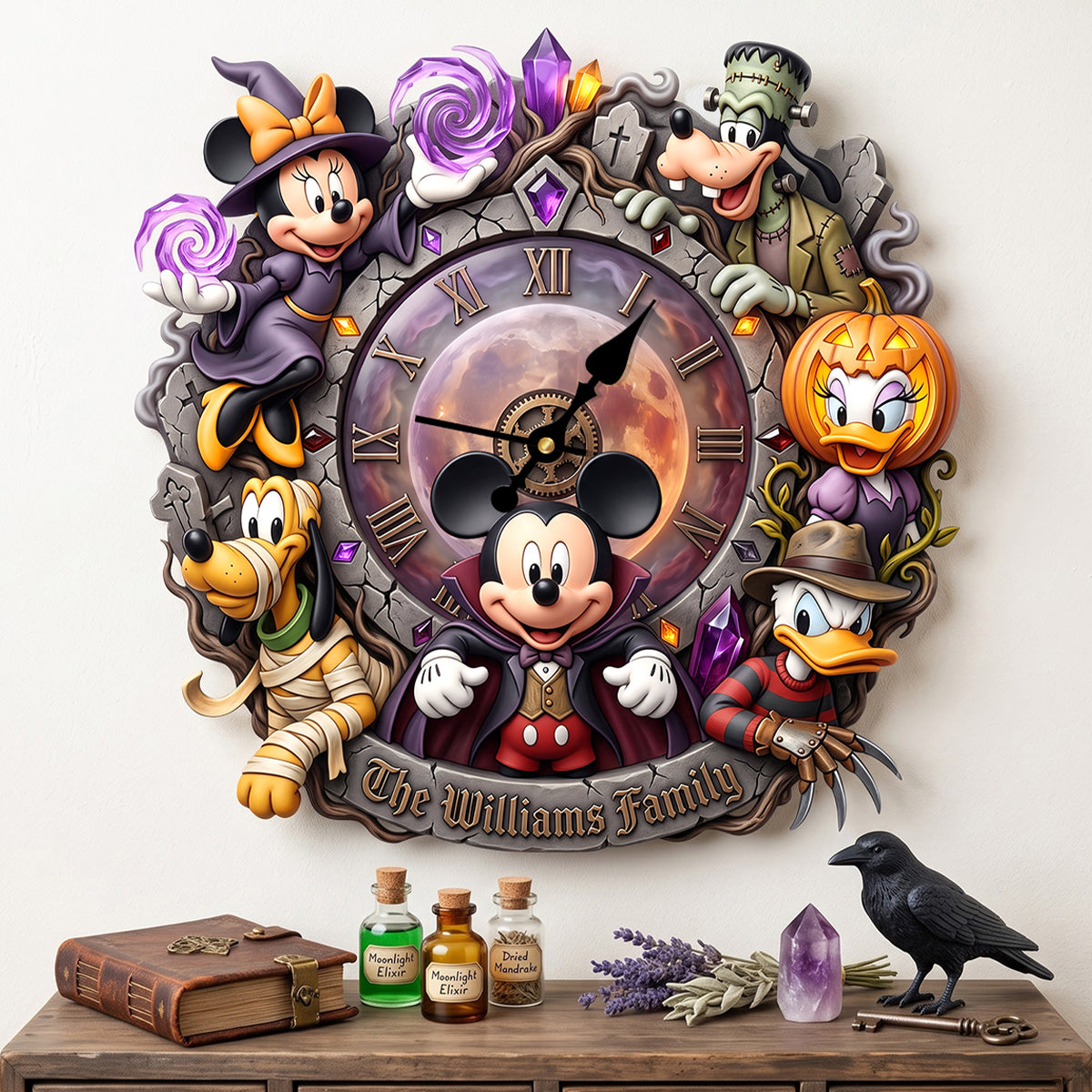 Embrace the Spooky Spirit - Personalized Halloween Family Clock Hanging Wall Clock PopCulturePrints