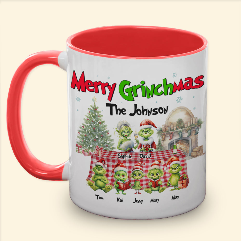 Custom Family Grinch Christmas Mug - Merry Grinchmas Personalized Gift