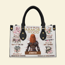 Load image into Gallery viewer, Put on the Full Armor of God - Knight Woman Leather Bag - Personalized Gifts for Her Leather Bag PopCulturePrints
