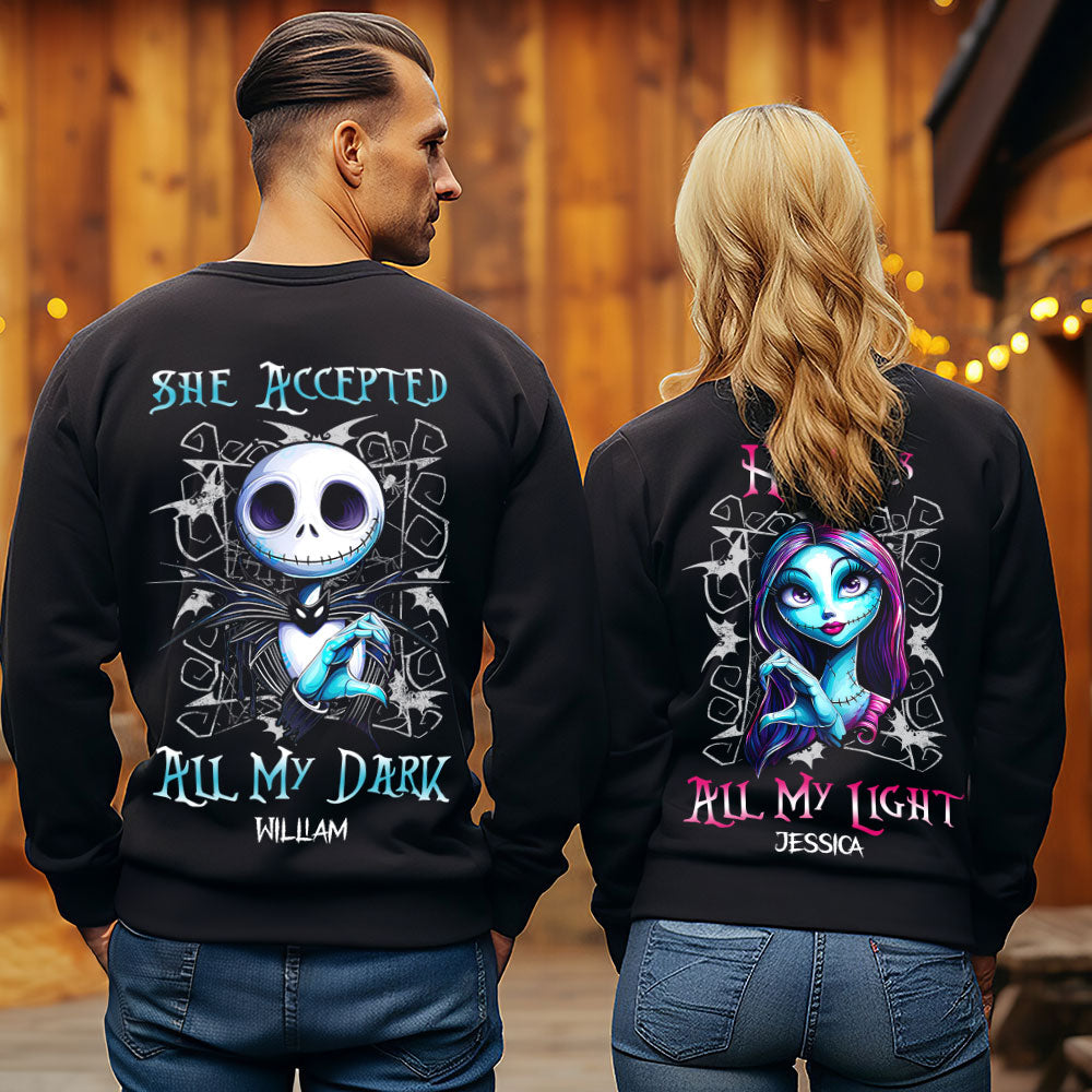 Personalized Couples Hoodies - Dark and Light Design