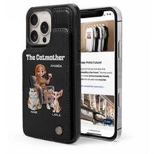 Load image into Gallery viewer, “Celebrate the Love of a Cat Mother” - Personalized Leather Flip Wallet Phone Case - Gift for Moms, Grandmas, and Cat Lovers Leather Flip Wallet Phone Case PopCulturePrints
