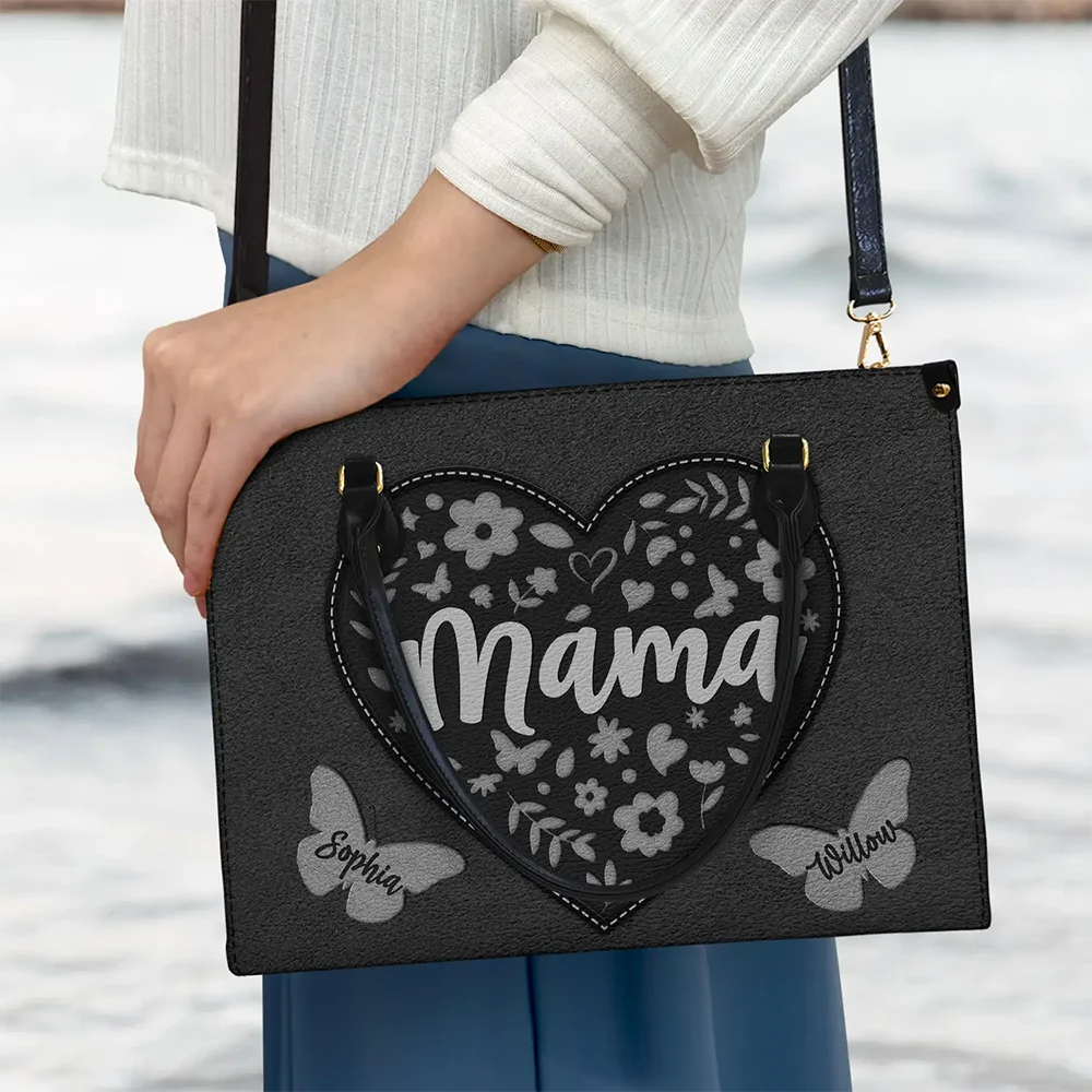 Mommy, a Heartfelt Tribute - Personalized Leather Bag for Moms and Grandmas Leather Bag PopCulturePrints