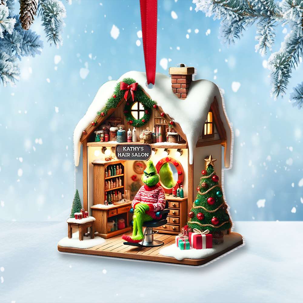Personalized Green Monster Hairdresser Ornament Ornament PopCulturePrints