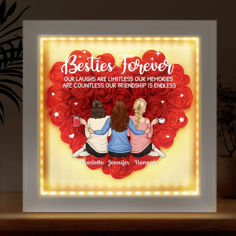 Besties Forever - Personalized LED Light Flower Shadow Box LED Light Flower Shadow Box PopCulturePrints