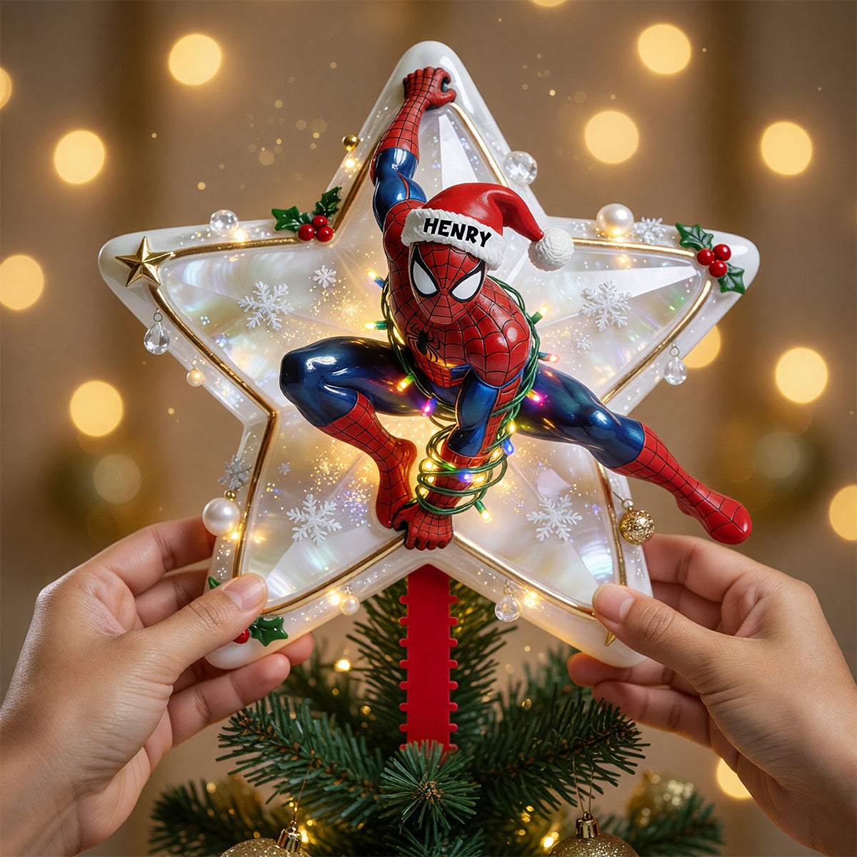 “Make This Holiday Magical!” - Custom Spider-Man Tree Topper - Unique Personalized Gift for Kids and Marvel Fans