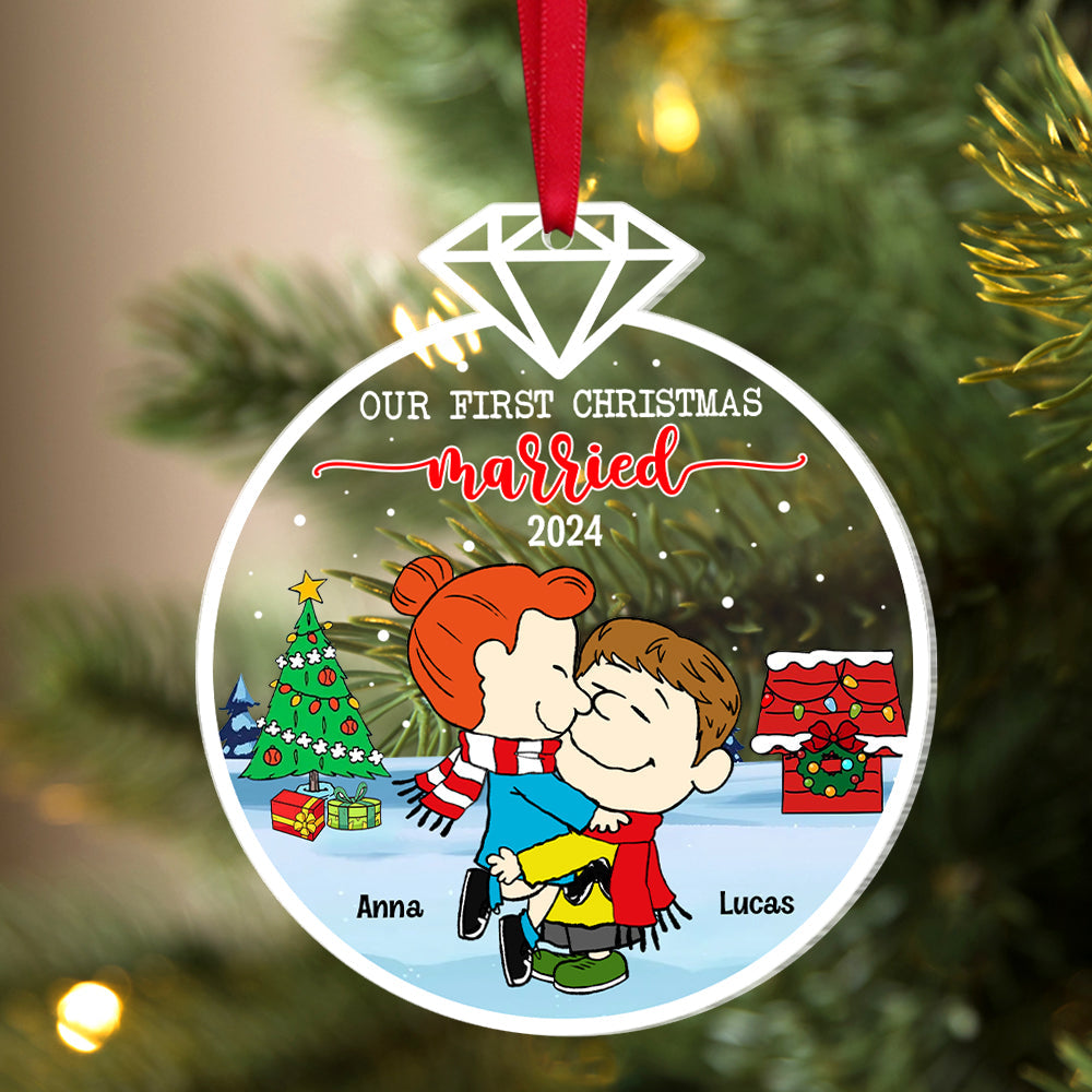 Personalized 'First Christmas Married' Couple Ornament 2024