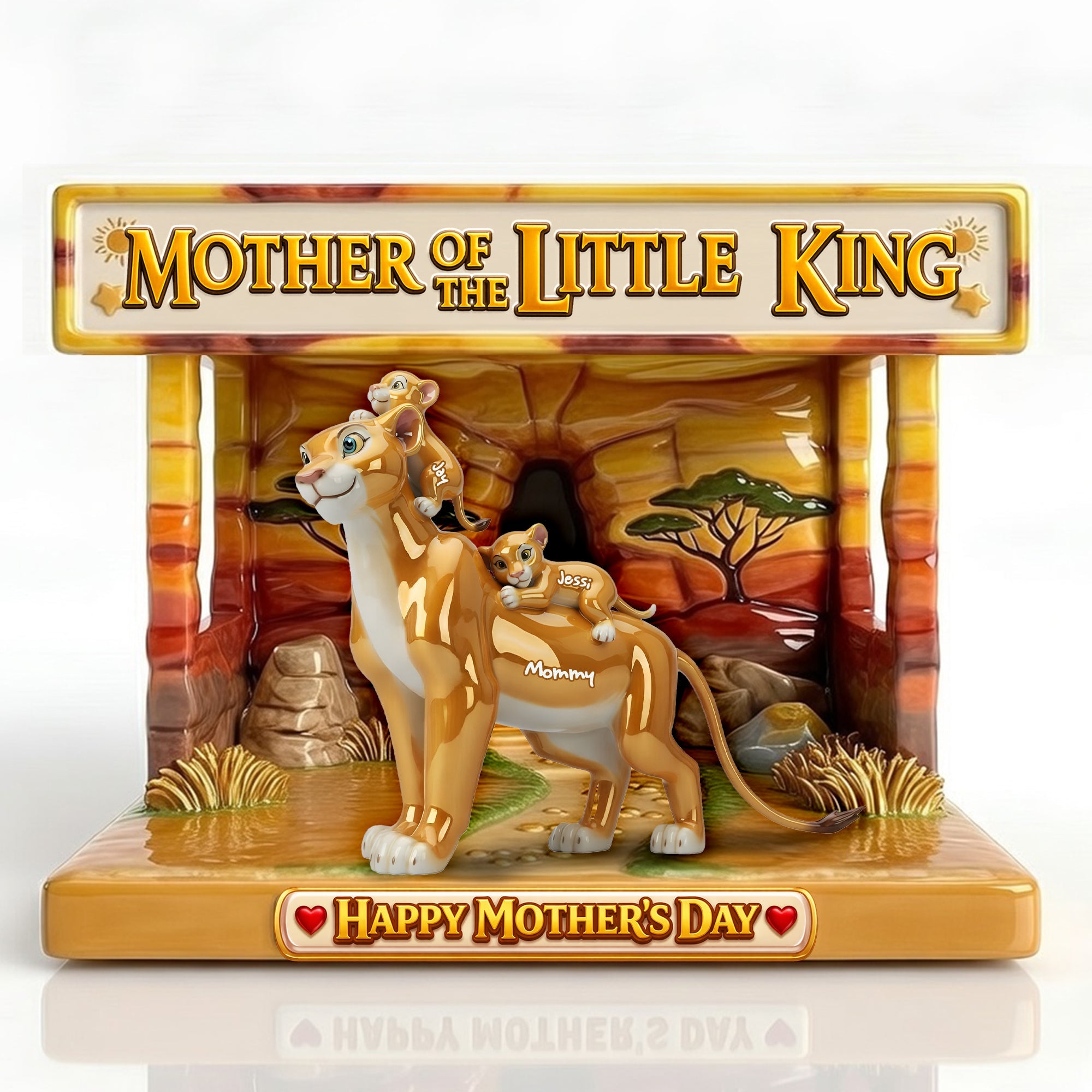 “For the Best Mom in the Wild” - Predator Mom and Cubs Acrylic Plaque - Personalized Gift for Moms and Grandmas Shaped Plaques PopCulturePrints