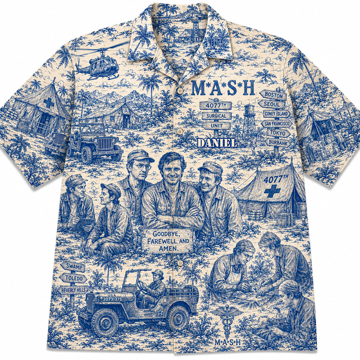 “Goodbye, Farewell, and Amen” - Vintage Field Camp Hawaiian Shirt - Personalized Gift for Him, Her, Friends, and Family