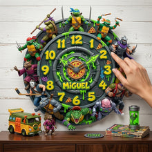 Load image into Gallery viewer, “Time for Heroes!” Retro Street Heroes Wall Clock - Personalized Gifts for Hero Lovers Hanging Wall Clock PopCulturePrints

