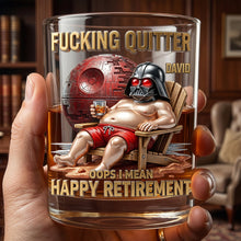 Load image into Gallery viewer, Fucking Quitter: Oops I Mean Happy Retirement Round Glass - Personalized Gift for Retirees Glass PopCulturePrints
