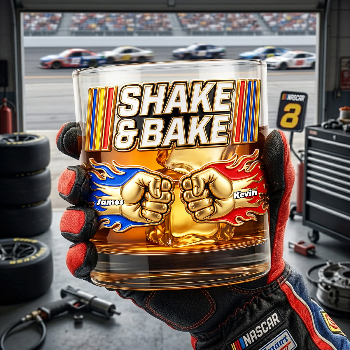 “Shake & Bake” – Personalized Brotherhood Fist Bump Round Glass
