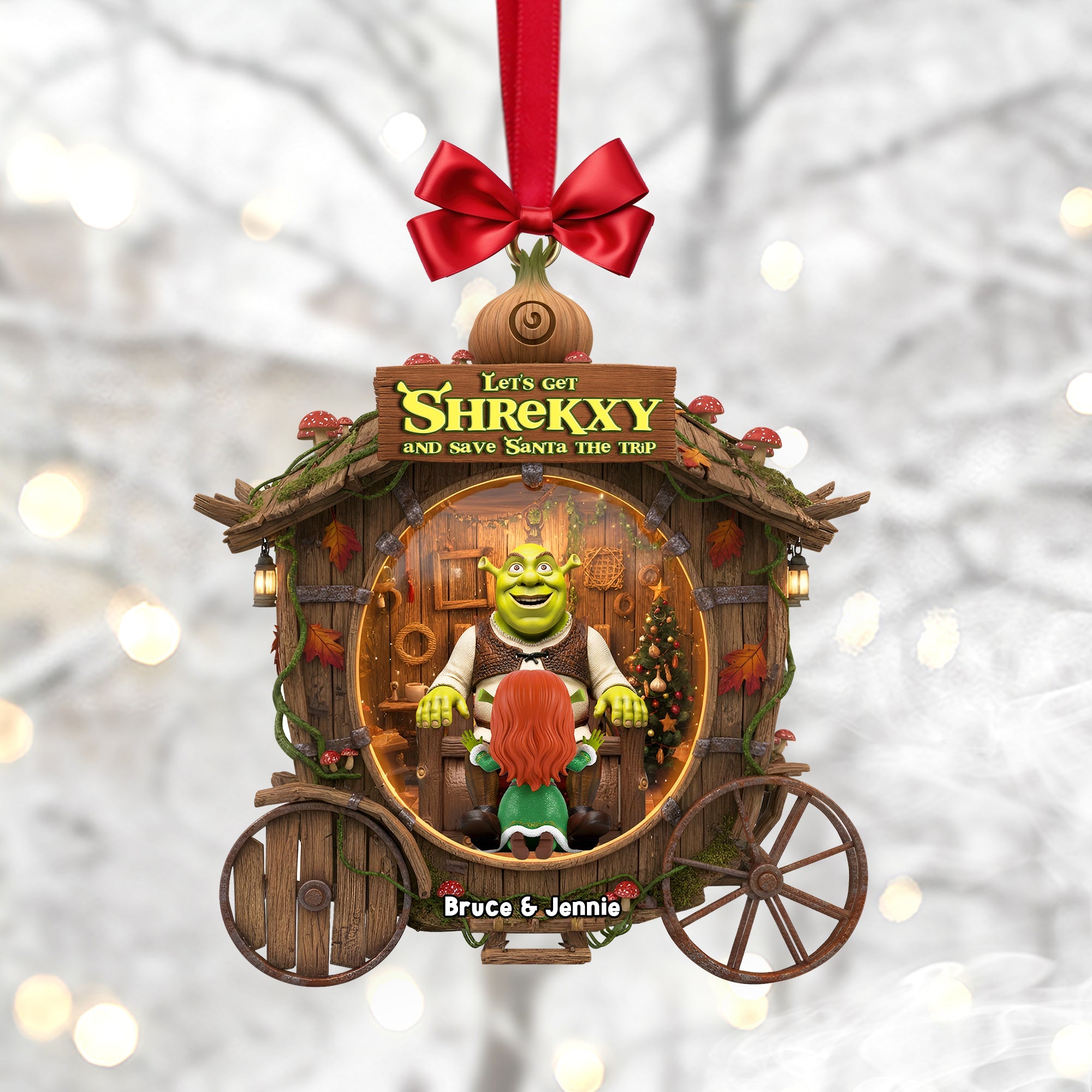 Let's Get Shrekky - Personalized Christmas Ornament for Couples Ornament PopCulturePrints
