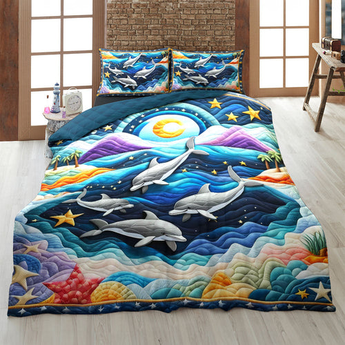 Dolphin Lover's Dream Quilt Bed Set Blanket PopCulturePrints