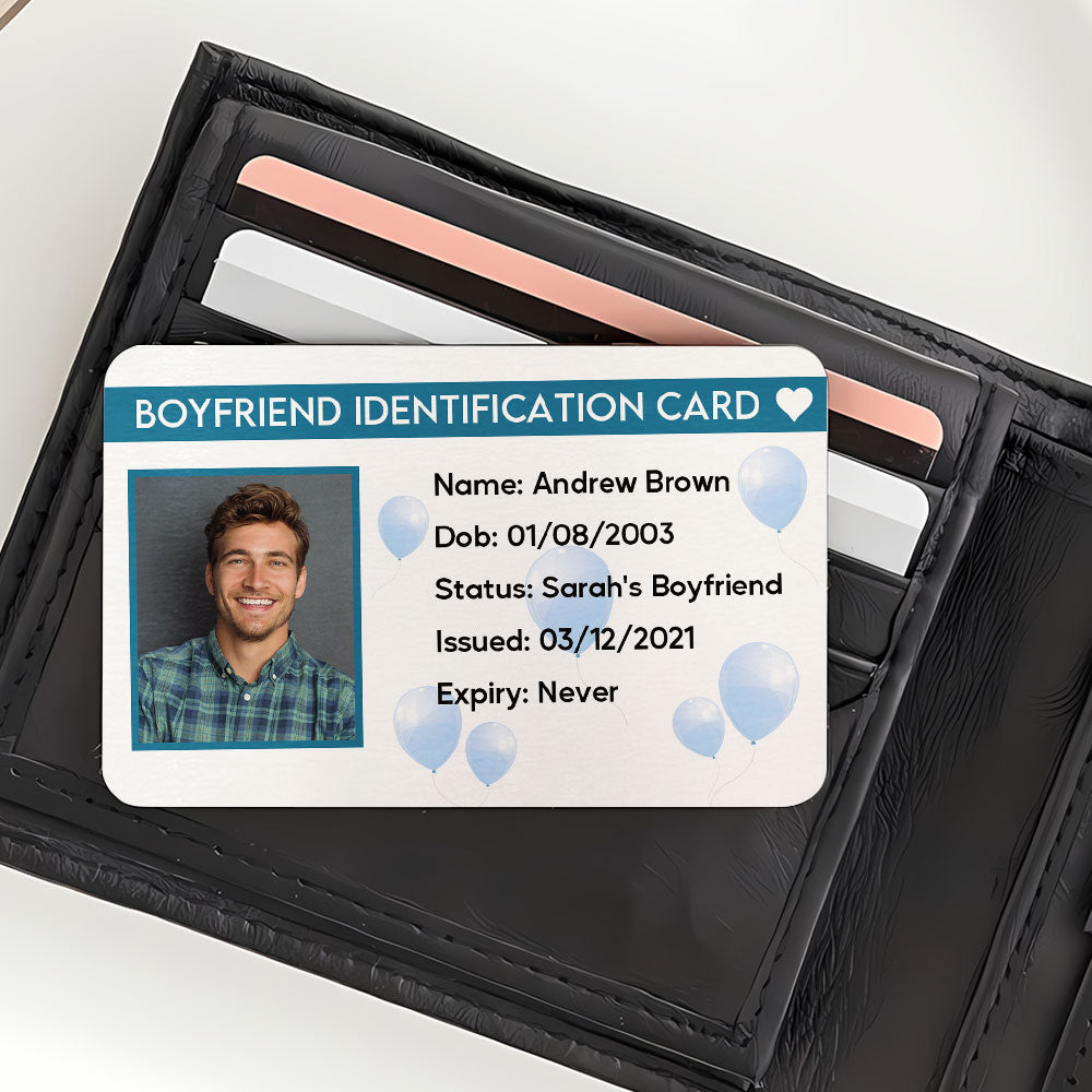 Personalized Boyfriend Identification Card Gift Wallet Card PopCulturePrints
