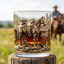 Load image into Gallery viewer, Horse Cowboy Round Glass - Personalized Gifts For Horse Lovers 04TYTN290626 Glass PopCulturePrints
