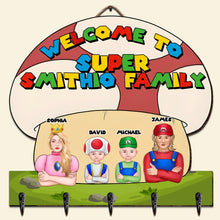 Load image into Gallery viewer, Personalized Super Family Key Hanger - Custom Cartoon Design Wood Sign PopCulturePrints
