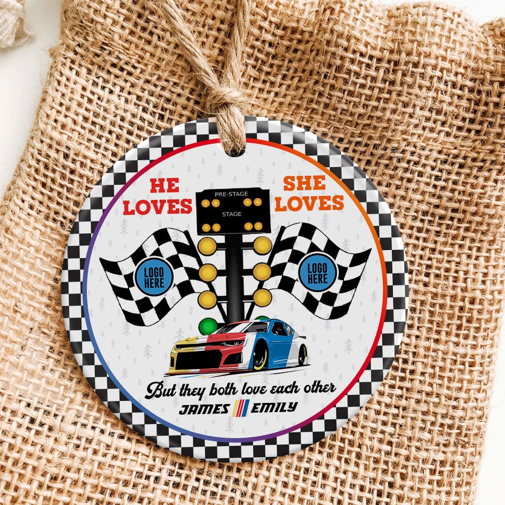Custom Racing Fans Couple Christmas Ornament | Memorable Valentine's Day Gifts Ornament PopCulturePrints