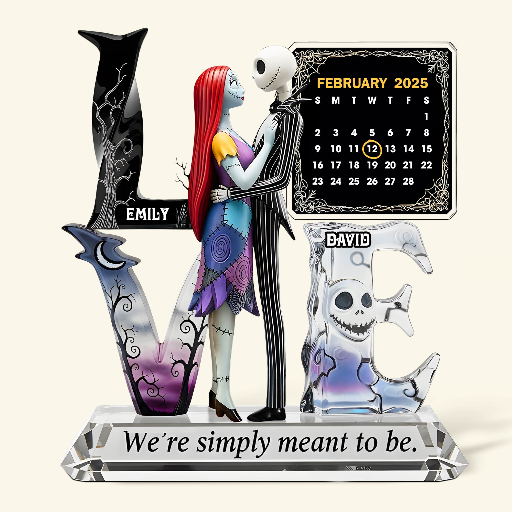 Love Beyond Time: Personalize Your Romantic Skull Couple Acrylic Plaque - Perfect Gift for Couples Shaped Plaques PopCulturePrints