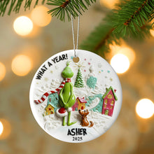 Load image into Gallery viewer, &quot;What a Year!&quot; Custom Ceramic Ornament - Personalized Christmas Gift for Family &amp; Friends Ornament PopCulturePrints
