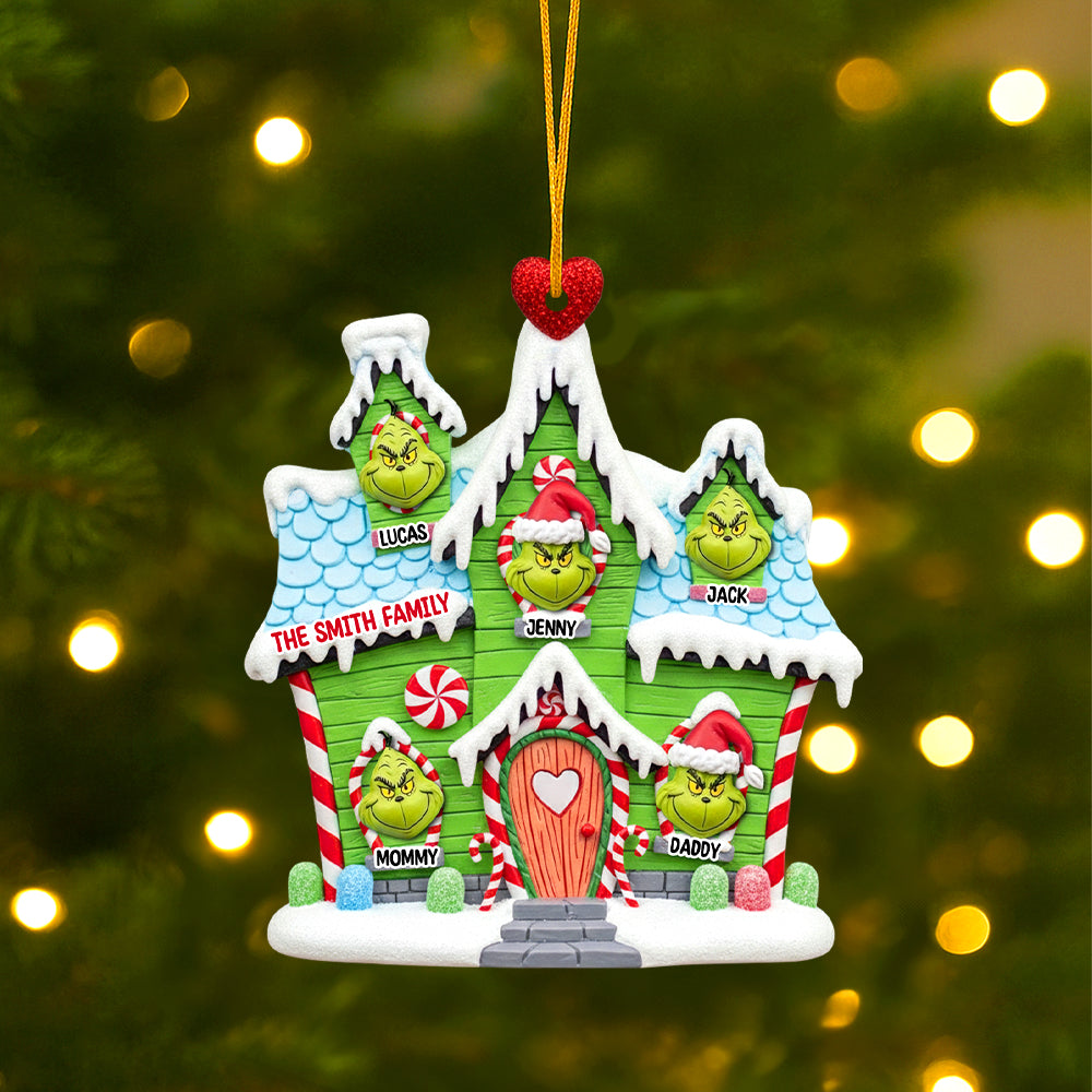 Celebrate Family Joy with Our Grinch-Inspired Christmas Ornament - Personalized Gift for Loved Ones Ornament PopCulturePrints