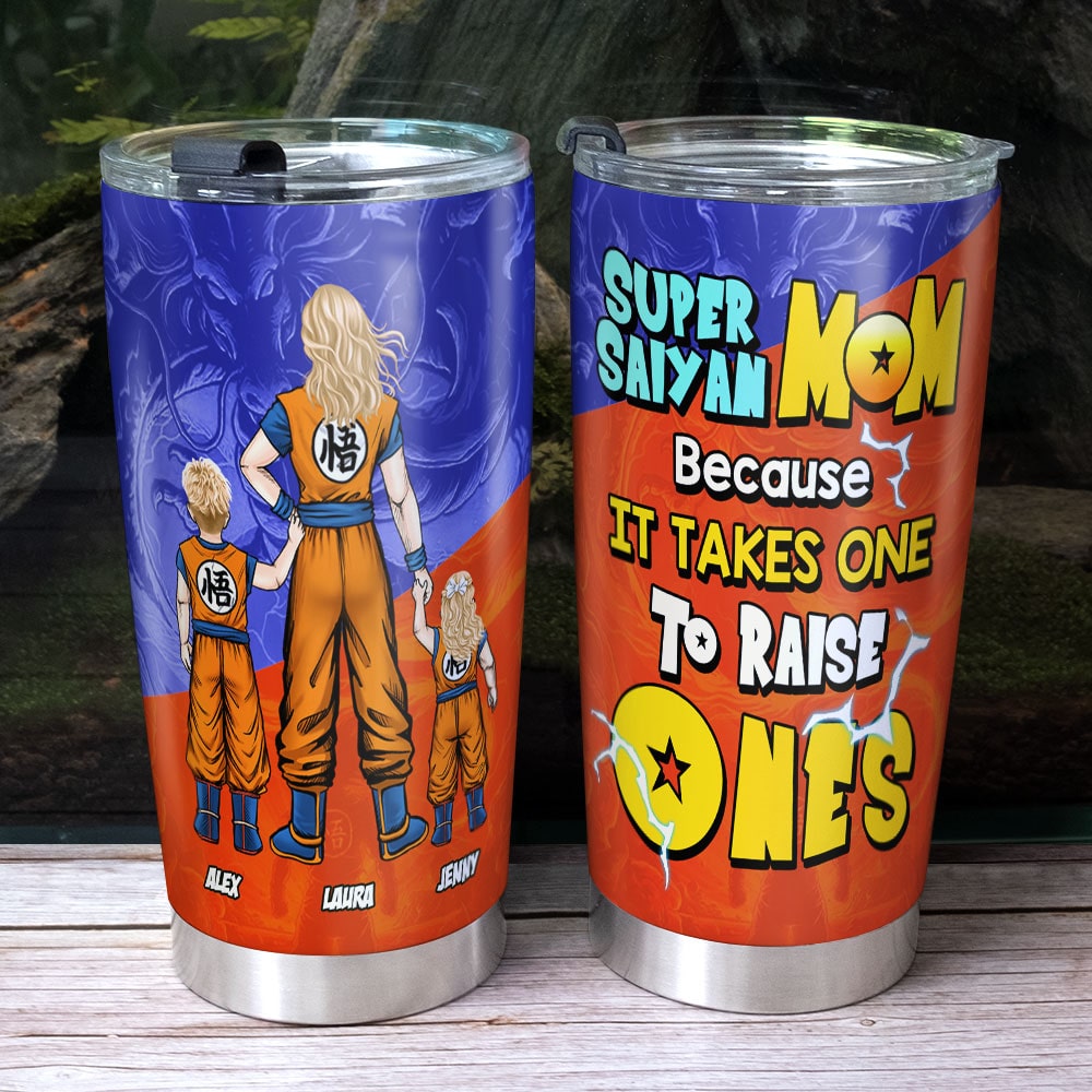 Super Saiyan Mom Personalized Tumbler - Mother's Day Gift Tumbler Cup PopCulturePrints