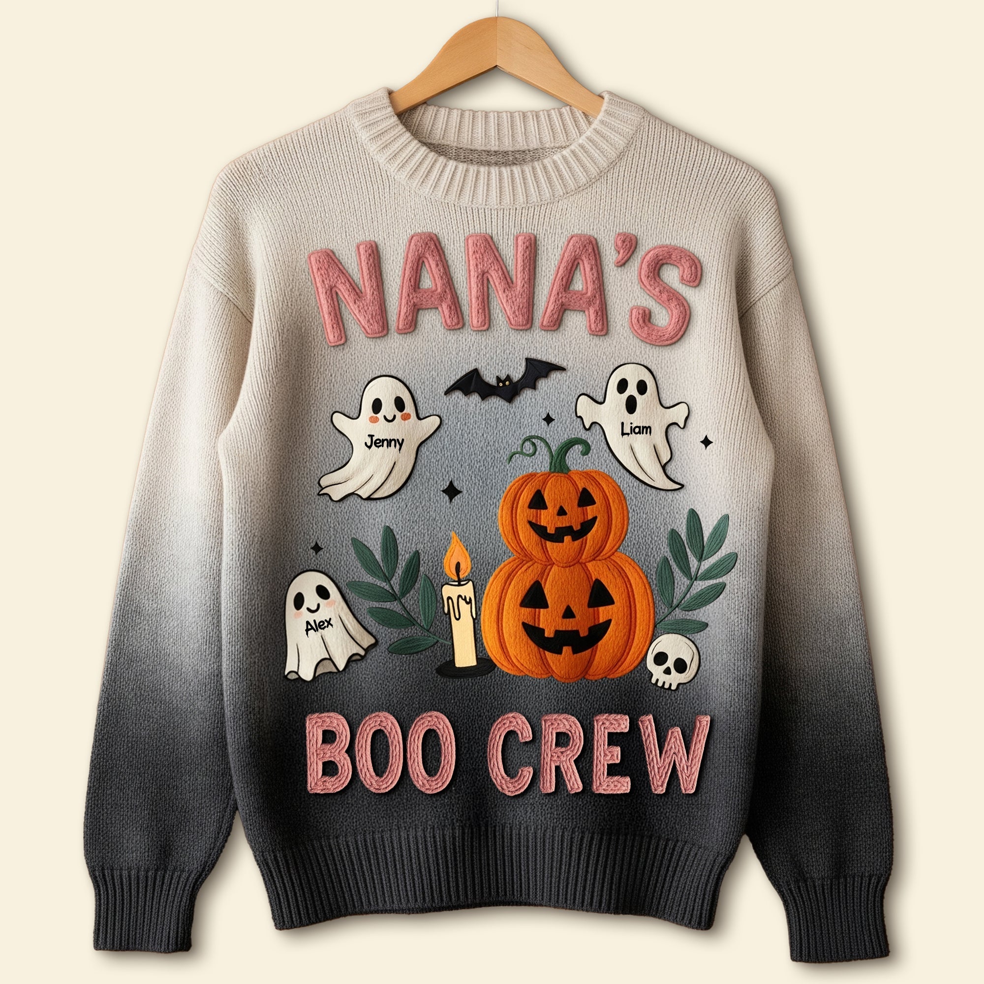 “Join the Boo Crew!” - Personalized Cute Grandma's Ugly Sweater, Perfect Gift for Grandma and Loved Ones Ugly Christmas Sweater PopCulturePrints