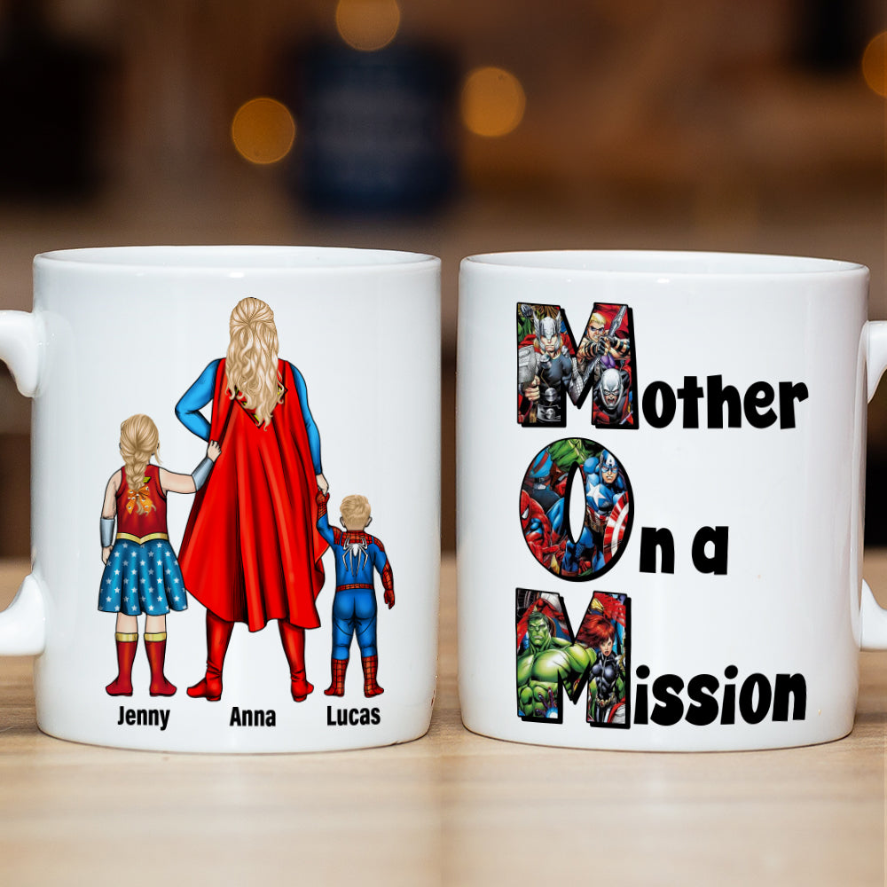 Mother On A Mission Coffee Mug - Custom Personalized Gift for Mom, Grandma & Super Moms Coffee Mug PopCulturePrints