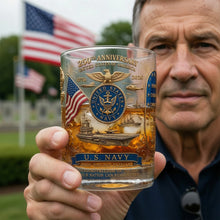 Load image into Gallery viewer, “Celebrate 250 Years of Freedom” - USA 250th Anniversary 11oz Round Glass - Personalized Gift for Veterans
