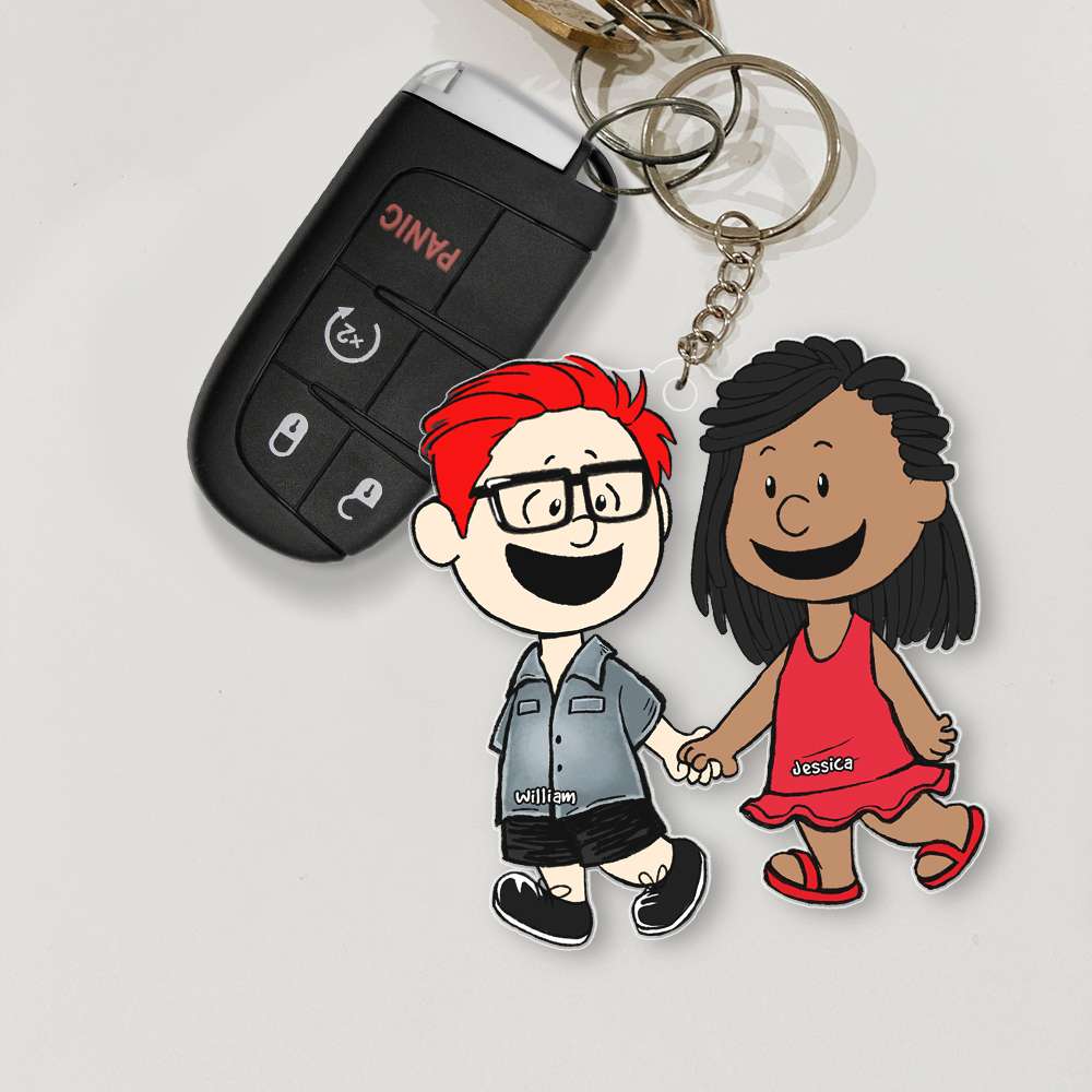 Custom Cartoon Couple Keychain | Personalized Valentine's Day Gifts Keychains PopCulturePrints