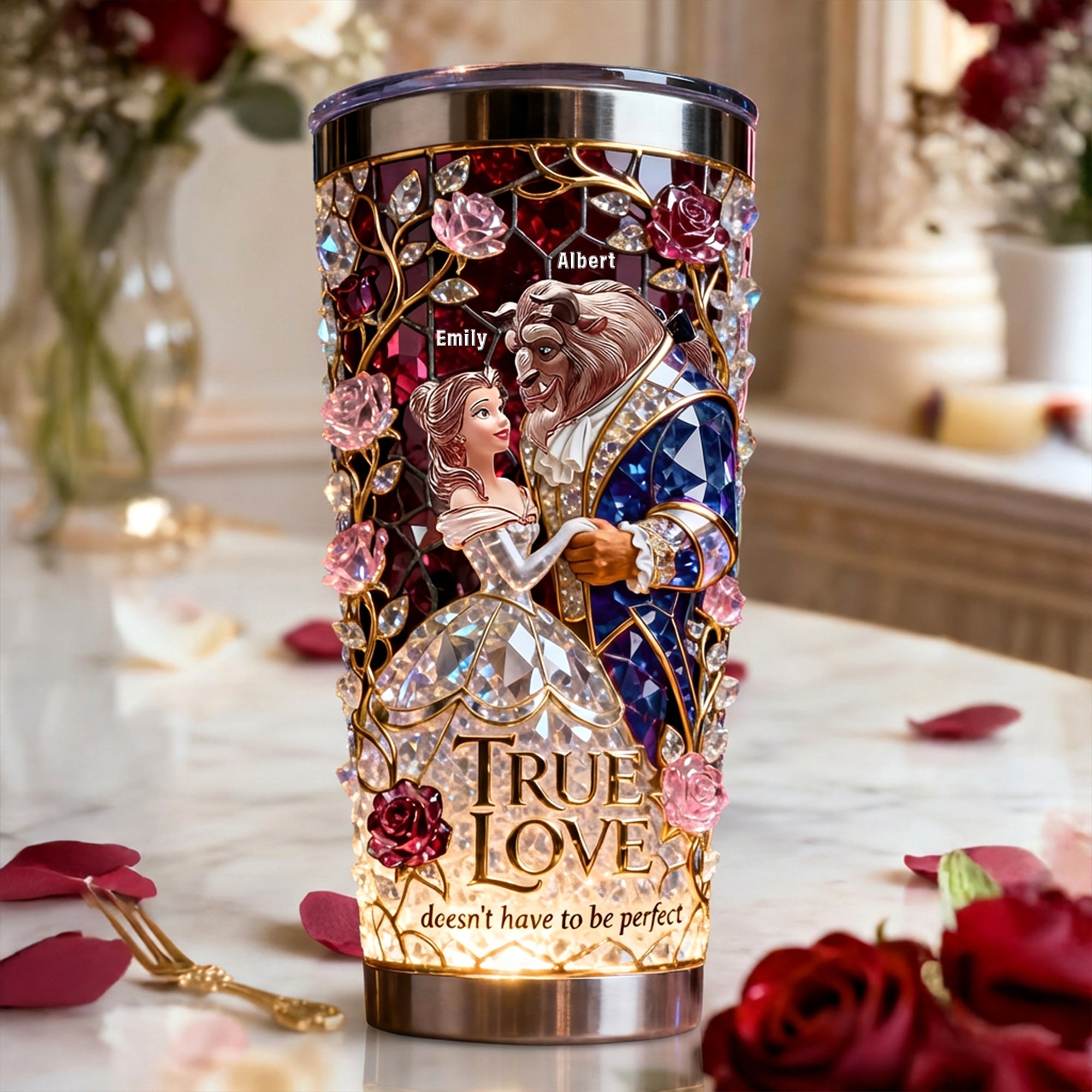 True Love Never Goes Out of Style - Romantic Couple Tumbler, Personalized Gift for Couples Tumbler Cup PopCulturePrints