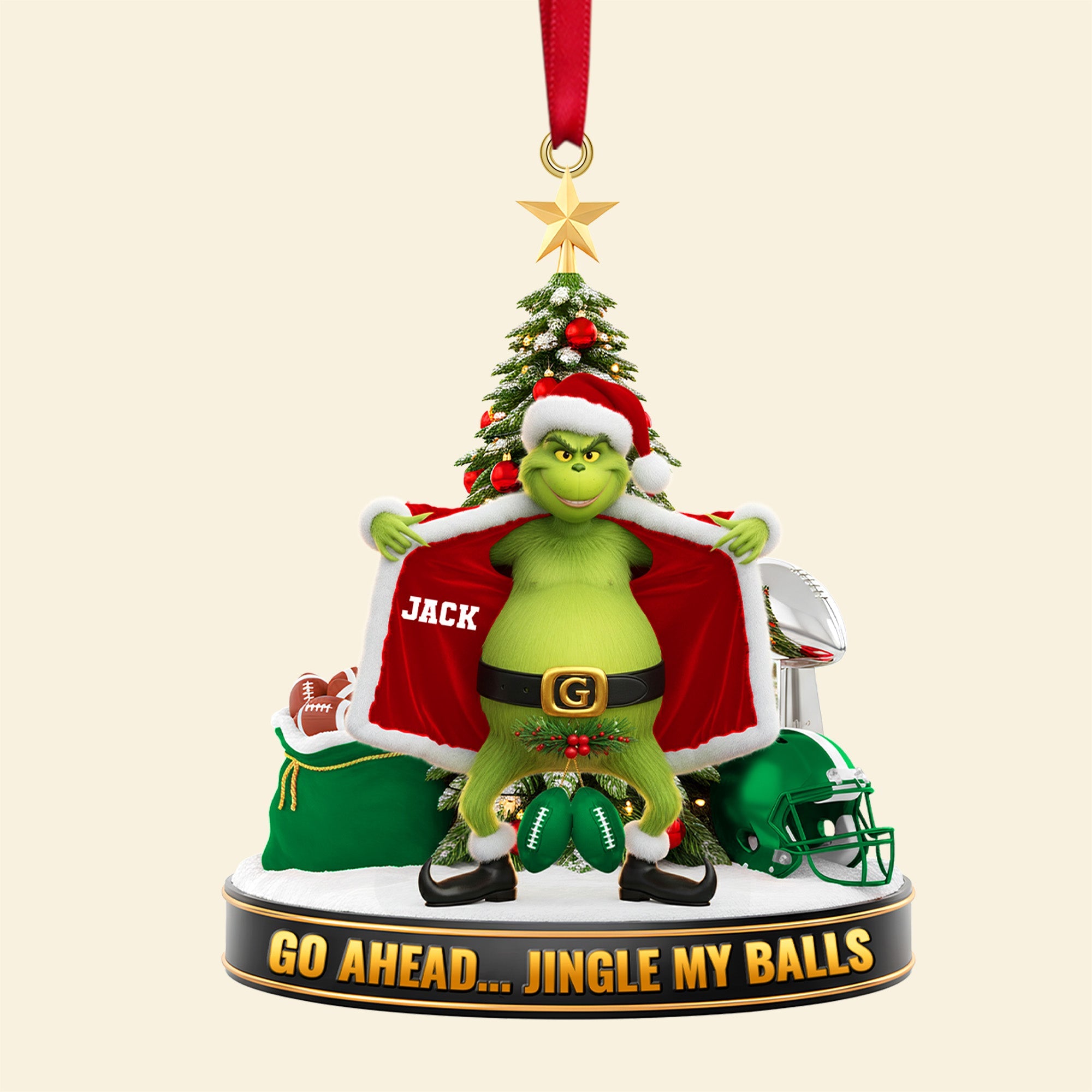 Go Ahead... Jingle My Balls - Custom Personalized Sport Ornament for Christmas Lovers Ornament PopCulturePrints