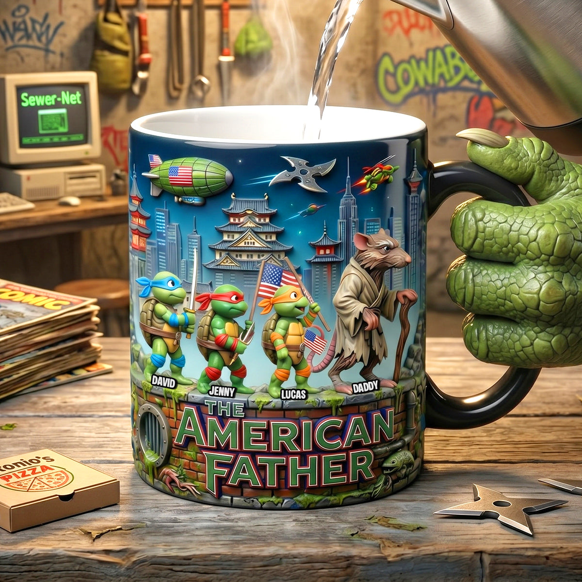 "Celebrate Your Inner Hero" - American Tactical Dad Squad Magic Mug - Personalized Gift for Dads, Grandpas, and More Coffee Mug PopCulturePrints