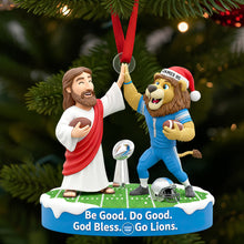 Load image into Gallery viewer, Be Good, Do Good, God Bless - Personalized Faith &amp; Football Christmas Ornament for Football Lovers Ornament PopCulturePrints
