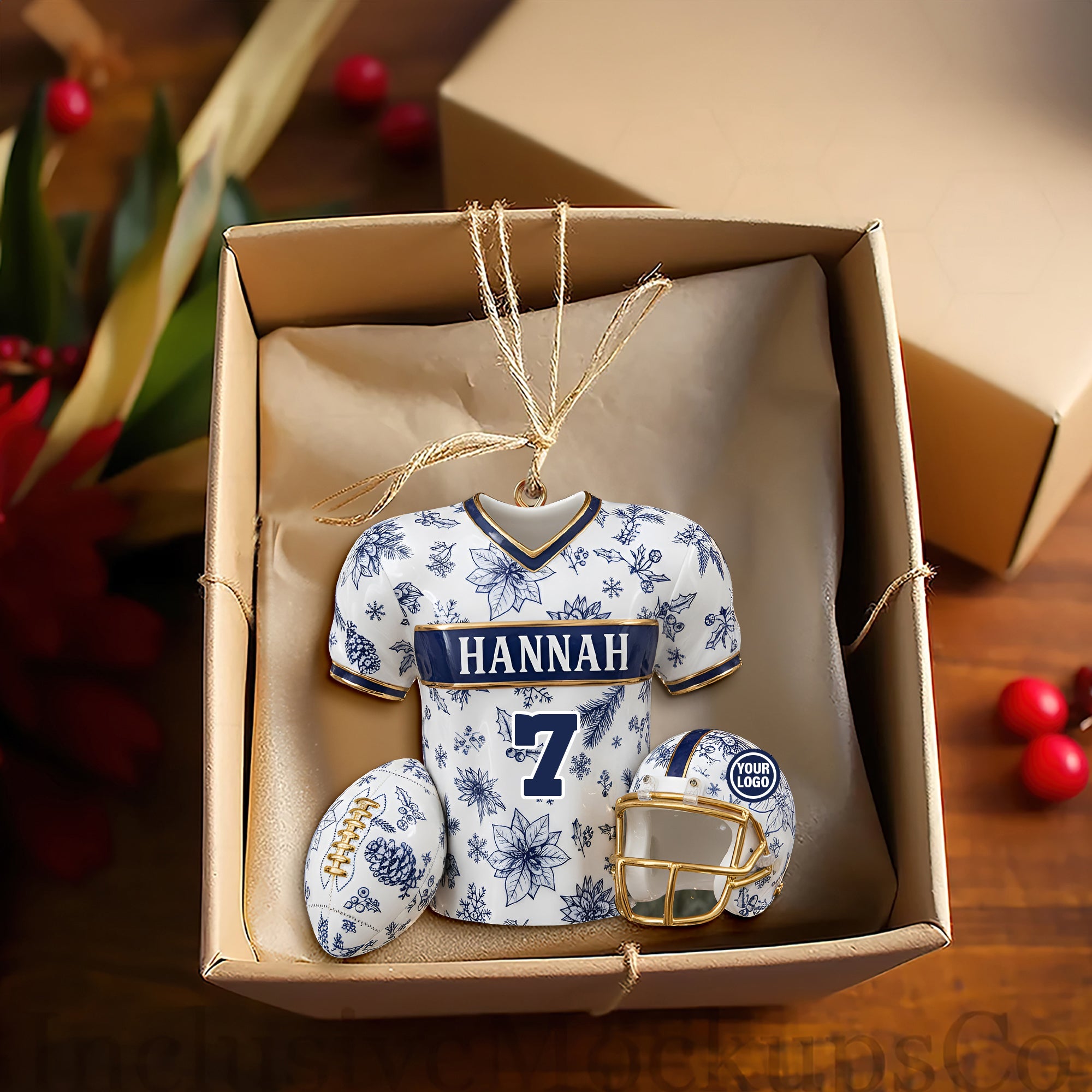 “Celebrate the Holidays with a Unique Touch!” - Personalized Christmas Sports Jersey Ornament - Perfect Gift for Sports Fans, Friends, and Family Ornament PopCulturePrints