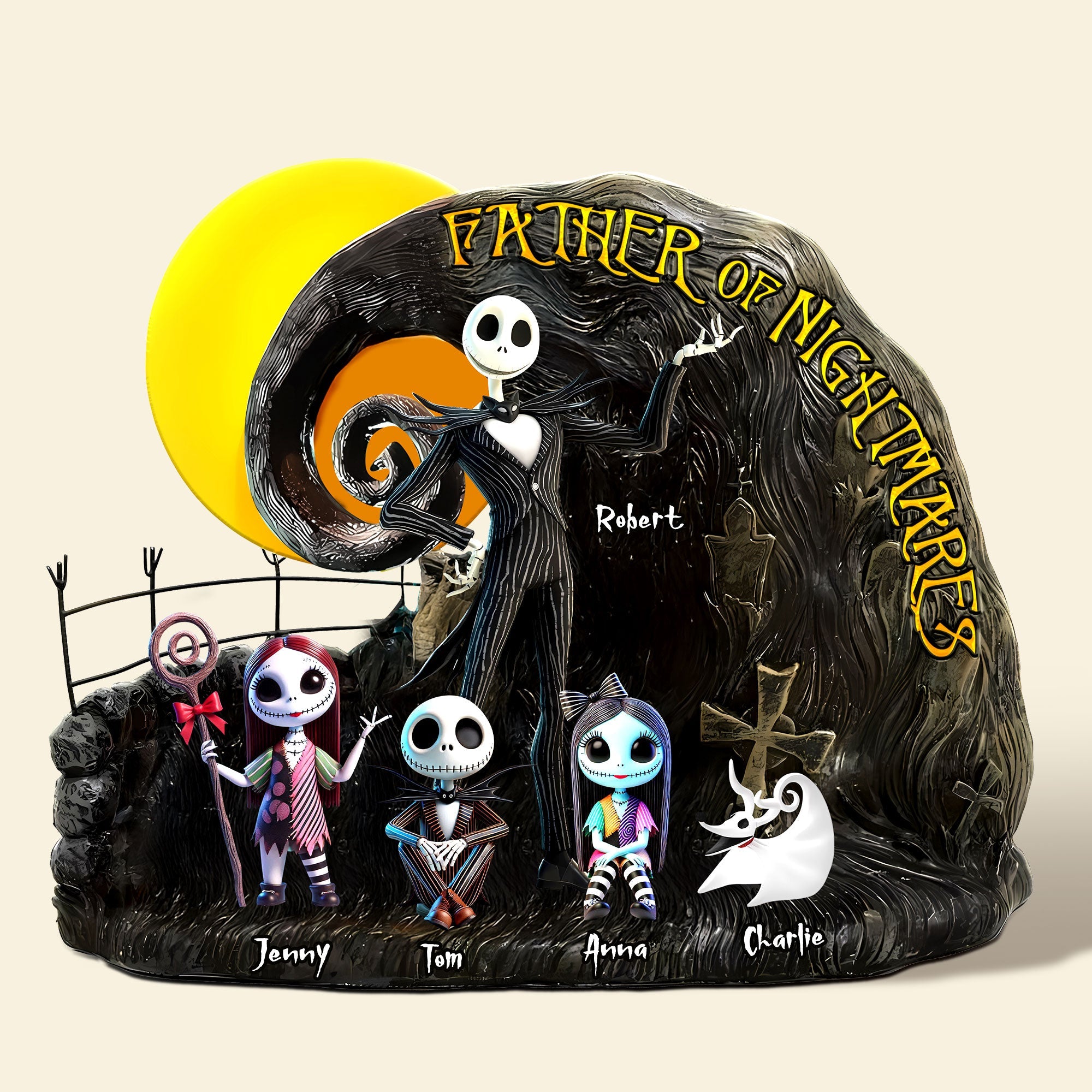 Embrace the Nightmare: Personalized Father of Nightmares Plaque - Custom Gift for Dads, Partners, and Friends Shaped Plaques PopCulturePrints