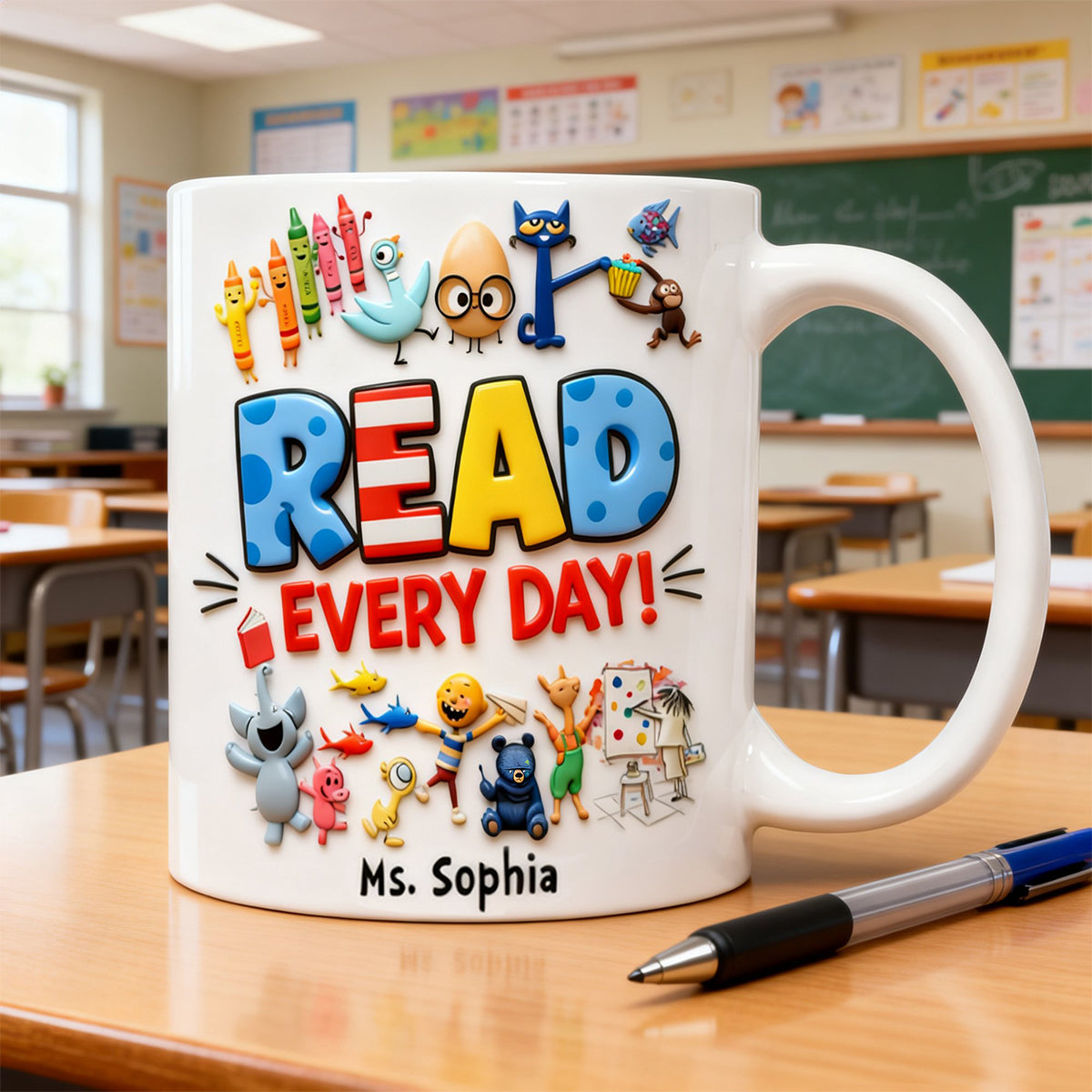 Read Every Day! - Personalized Reading Motivation Coffee Mug for Teachers Coffee Mug PopCulturePrints