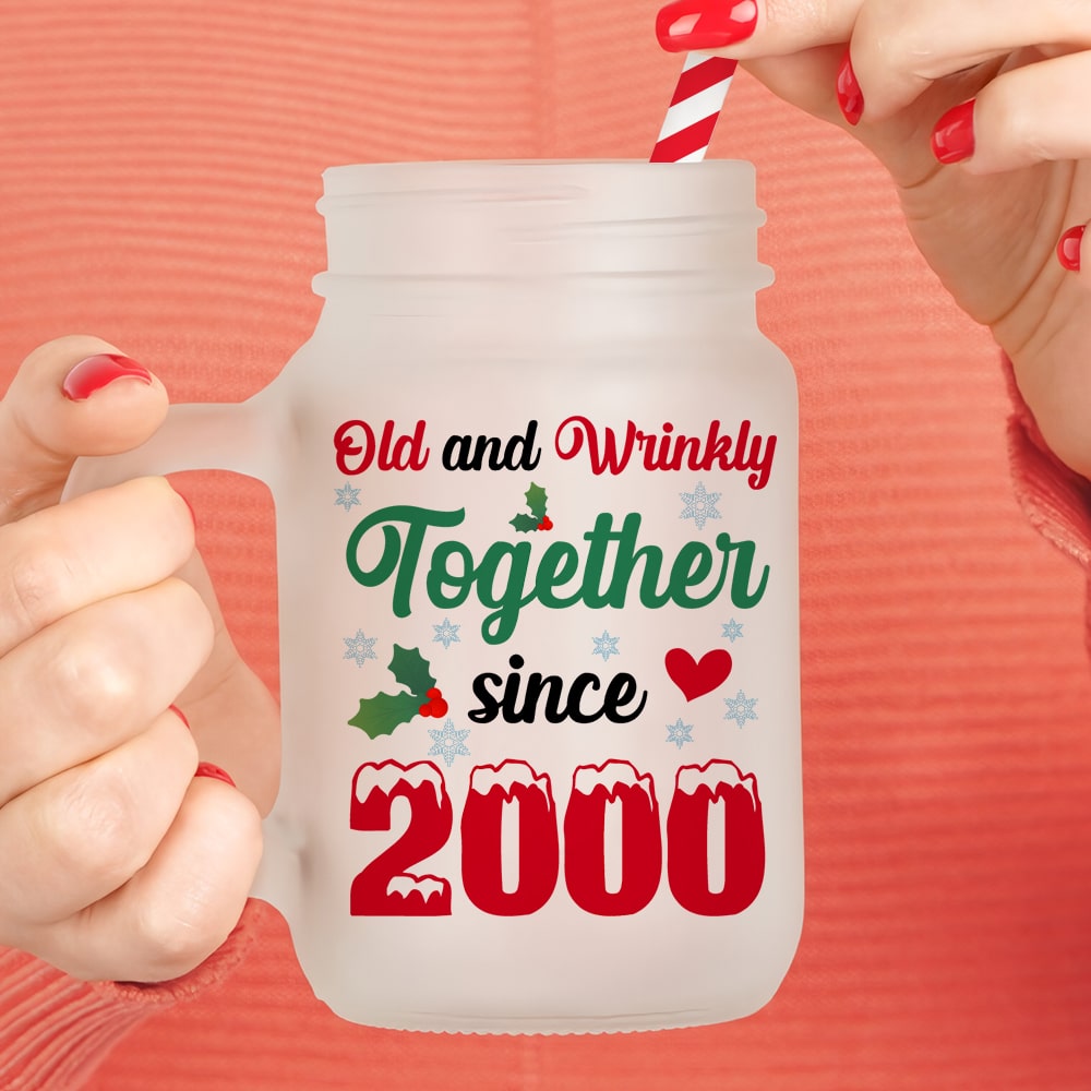 Personalized Old & Wrinkly Couple Mason Jar - Christmas Gift