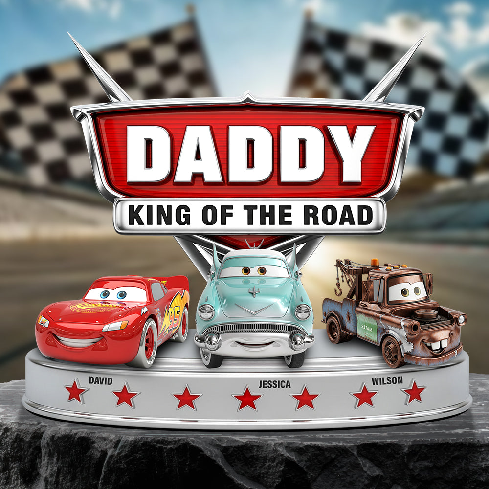 “Daddy King of the Road” - Personalized Acrylic Plaque Gift for Dad, Grandpa, Family Shaped Plaques PopCulturePrints