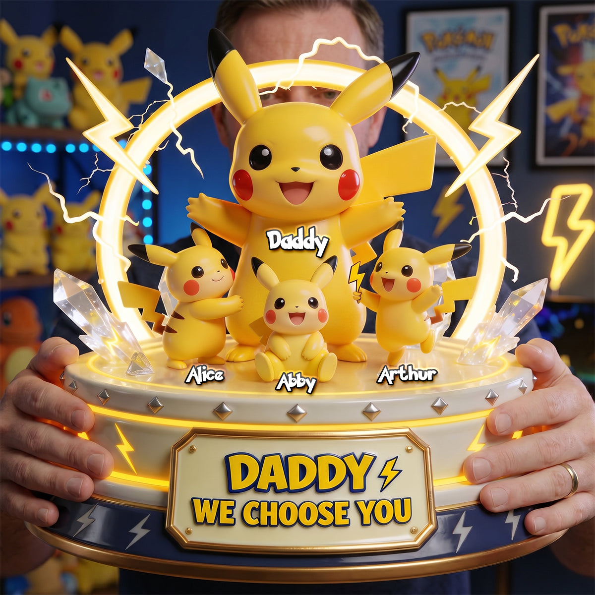 “Daddy, We Choose You” - Pocket Monster Dad Acrylic Plaque - Personalized Gift for Dads & Grandpas Shaped Plaques PopCulturePrints