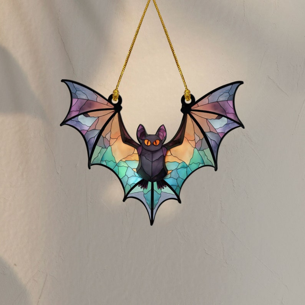 Halloween Bat Stained Glass Suncatcher Ornament